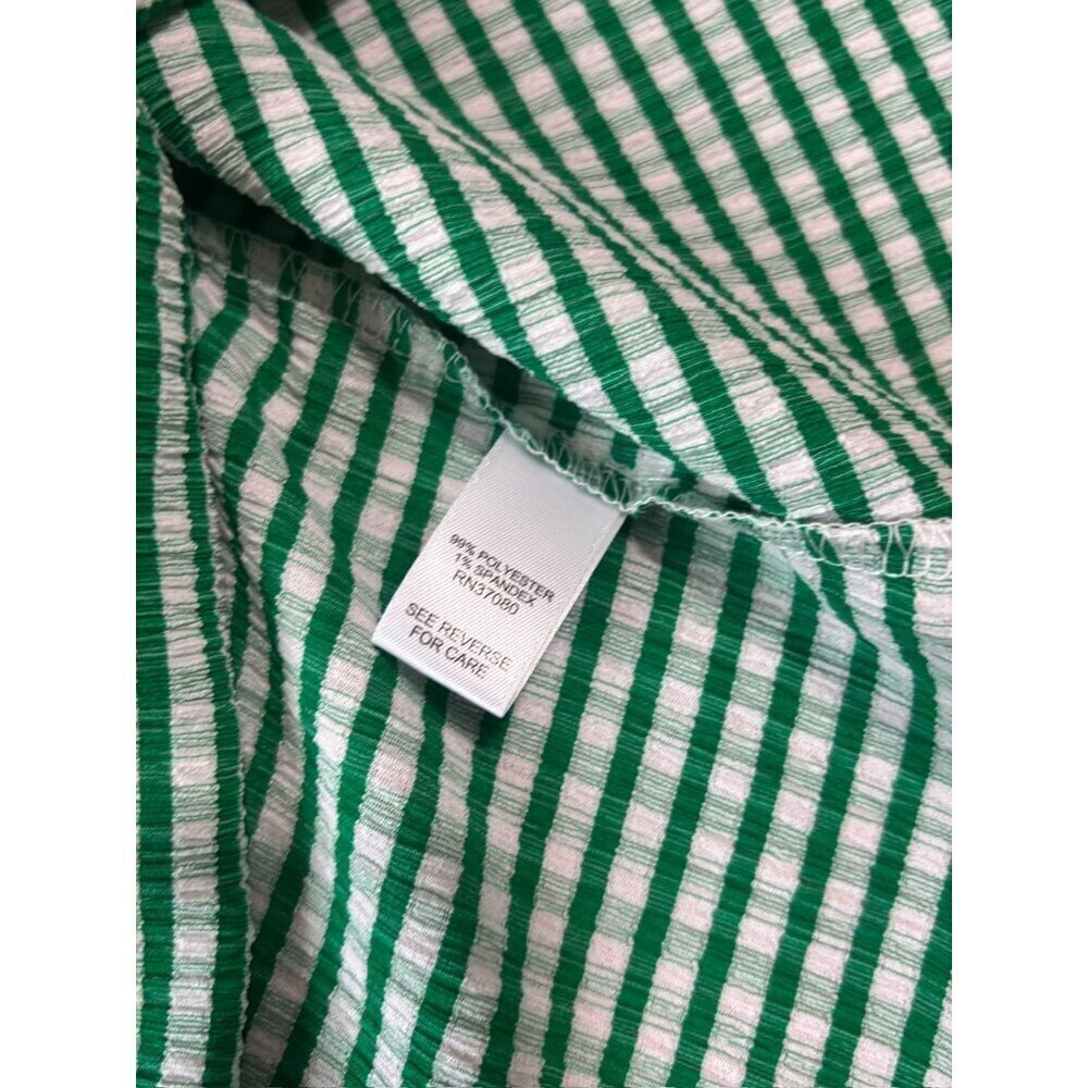 Cato Women's Green & White Checkered Pattern Off-The-Shoulder Ruffled Neckline T - Picture 8 of 8